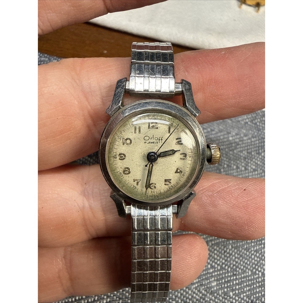 VINTAGE WRISTWATCH ORLOFF 17j MILITARY STYLE SWEEP SECOND HAND 23mm